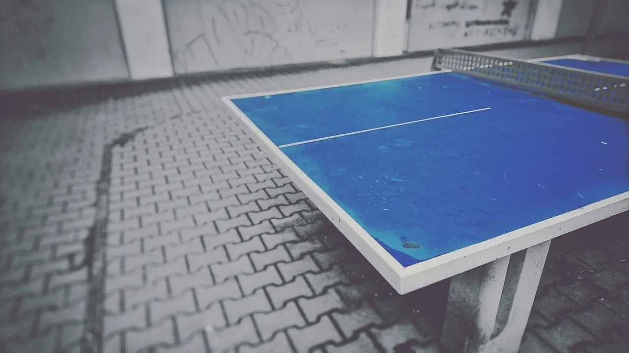 Blåt udendørs bordtennisbord